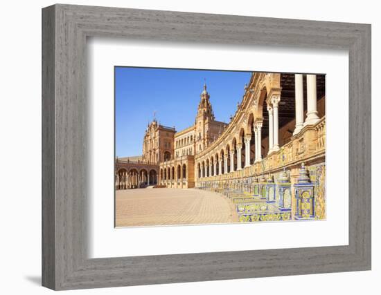 Ceramic tiles in the alcoves and arches of the Plaza de Espana, Maria Luisa Park, Seville, Spain-Neale Clark-Framed Photographic Print