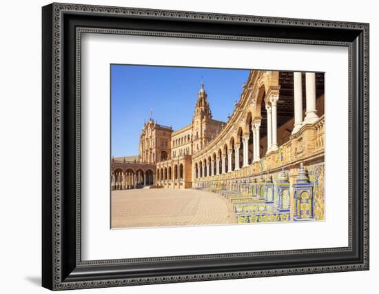 Ceramic tiles in the alcoves and arches of the Plaza de Espana, Maria Luisa Park, Seville, Spain-Neale Clark-Framed Photographic Print