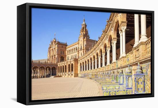 Ceramic tiles in the alcoves and arches of the Plaza de Espana, Maria Luisa Park, Seville, Spain-Neale Clark-Framed Premier Image Canvas