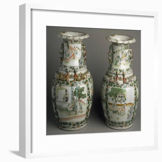 Ceramic Vases with Expanded and Lobed Mouth, China-null-Framed Giclee Print