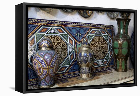 Ceramics, Crafts, Fes, Morocco, Africa-Kymri Wilt-Framed Premier Image Canvas