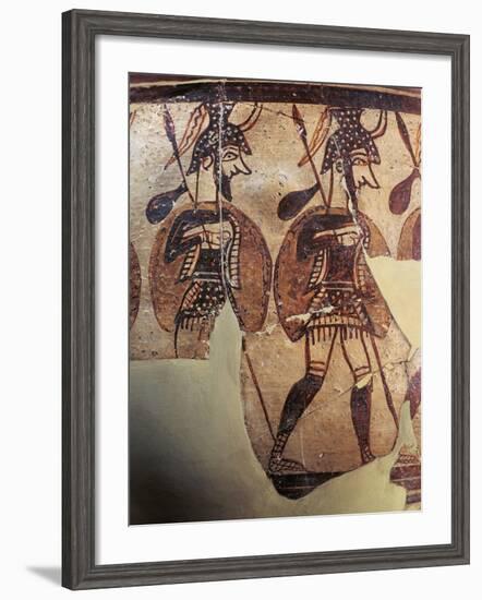 Ceramics, Krater known as 'Warrior Vase', Detail, Armed Soldiers-null-Framed Giclee Print