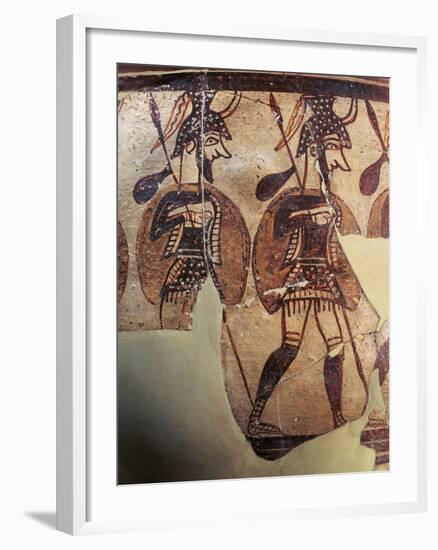 Ceramics, Krater known as 'Warrior Vase', Detail, Armed Soldiers--Framed Giclee Print