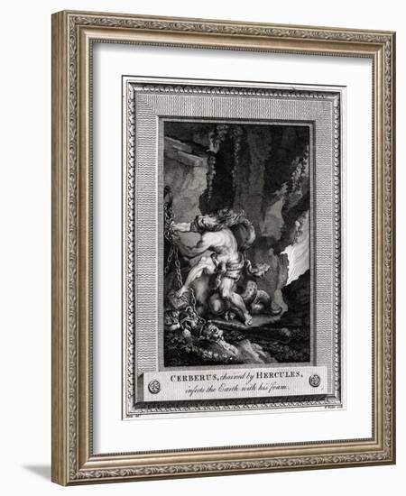 Cerberus, Chained by Hercules, Infects the Earth with His Foam, 1774-W Walker-Framed Giclee Print