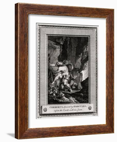 Cerberus, Chained by Hercules, Infects the Earth with His Foam, 1774-W Walker-Framed Giclee Print