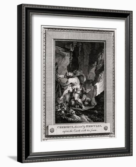 Cerberus, Chained by Hercules, Infects the Earth with His Foam, 1774-W Walker-Framed Giclee Print