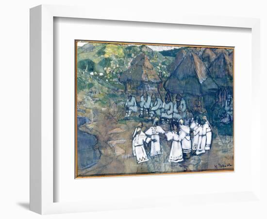 Cercle De Danse (Ronde). Oeuvre De Nicolas (Nicholas) Roerich (1874-1947), Aquarelle Et Gouache Sur-Nicholas Roerich-Framed Giclee Print