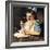 Cereal Bowl (or Girl with Blue Bow Eating Cereal)-Norman Rockwell-Framed Giclee Print