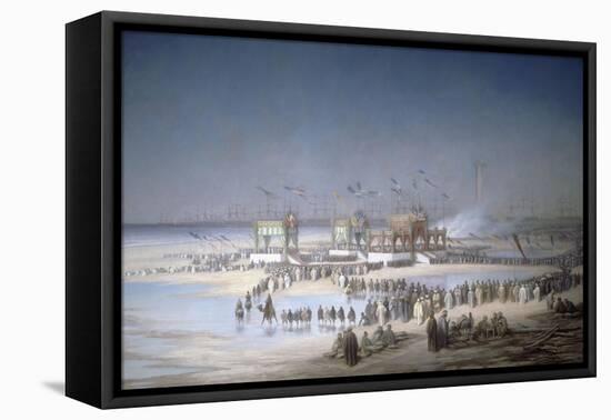 Cérémonie d'inauguration du canal de Suez à Port-Saïd, le 17 novembre 1869.-Édouard Riou-Framed Premier Image Canvas