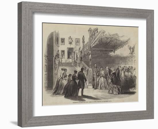 Ceremony of Receiving the Queen on the Staircase of Hatfield House-null-Framed Giclee Print