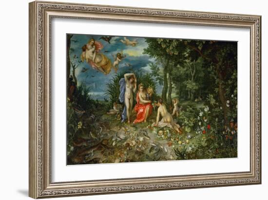 Ceres and the four elements. Figures painted by H. van Baalen. 1604-Jan Brueghel the Elder-Framed Giclee Print