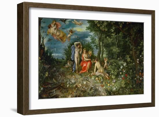 Ceres and the four elements. Figures painted by H. van Baalen. 1604-Jan Brueghel the Elder-Framed Giclee Print