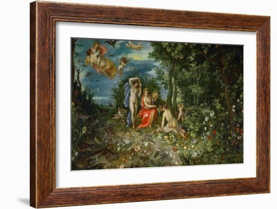 Ceres and the four elements. Figures painted by H. van Baalen. 1604-Jan Brueghel the Elder-Framed Giclee Print