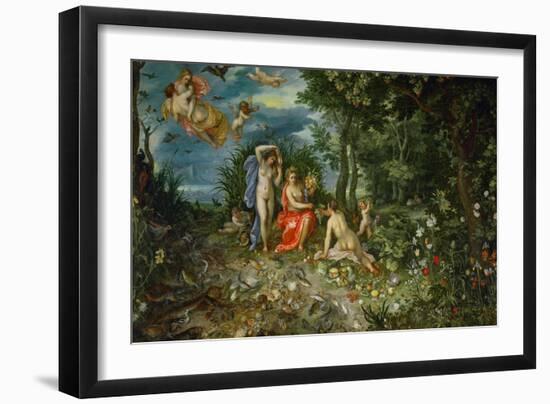 Ceres and the four elements. Figures painted by H. van Baalen. 1604-Jan Brueghel the Elder-Framed Giclee Print