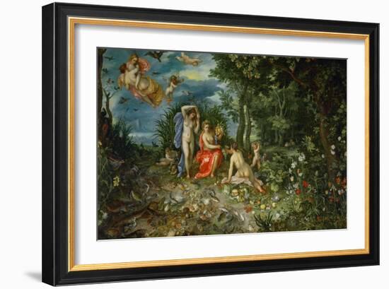 Ceres and the four elements. Figures painted by H. van Baalen. 1604-Jan Brueghel the Elder-Framed Giclee Print