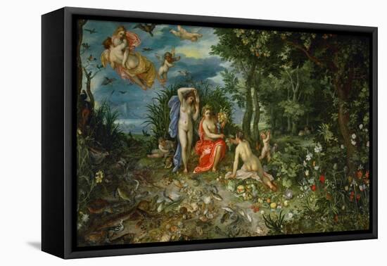 Ceres and the four elements. Figures painted by H. van Baalen. 1604-Jan Brueghel the Elder-Framed Premier Image Canvas