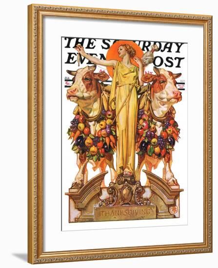 "Ceres and the Harvest," Saturday Evening Post Cover, November 23, 1929-Joseph Christian Leyendecker-Framed Giclee Print