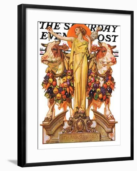 "Ceres and the Harvest," Saturday Evening Post Cover, November 23, 1929-Joseph Christian Leyendecker-Framed Giclee Print