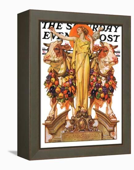 "Ceres and the Harvest," Saturday Evening Post Cover, November 23, 1929-Joseph Christian Leyendecker-Framed Premier Image Canvas