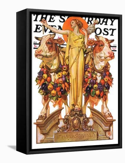 "Ceres and the Harvest," Saturday Evening Post Cover, November 23, 1929-Joseph Christian Leyendecker-Framed Premier Image Canvas