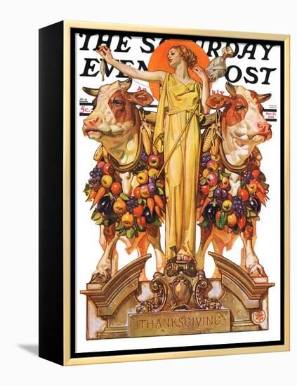 "Ceres and the Harvest," Saturday Evening Post Cover, November 23, 1929-Joseph Christian Leyendecker-Framed Premier Image Canvas