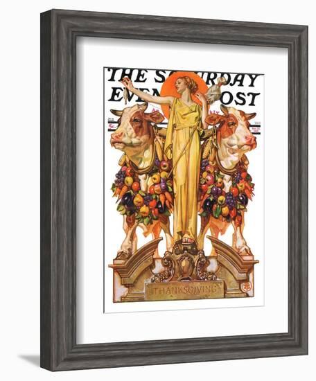 "Ceres and the Harvest," Saturday Evening Post Cover, November 23, 1929-Joseph Christian Leyendecker-Framed Giclee Print