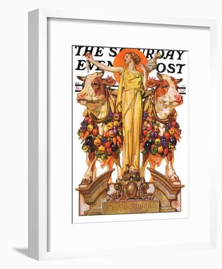 "Ceres and the Harvest," Saturday Evening Post Cover, November 23, 1929-Joseph Christian Leyendecker-Framed Giclee Print