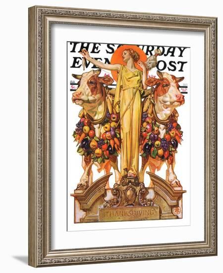 "Ceres and the Harvest," Saturday Evening Post Cover, November 23, 1929-Joseph Christian Leyendecker-Framed Giclee Print