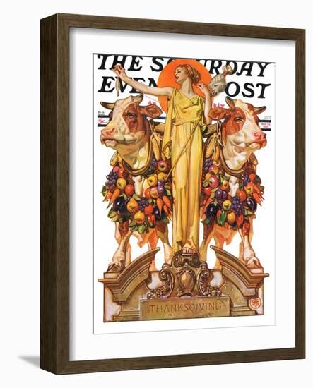 "Ceres and the Harvest," Saturday Evening Post Cover, November 23, 1929-Joseph Christian Leyendecker-Framed Giclee Print