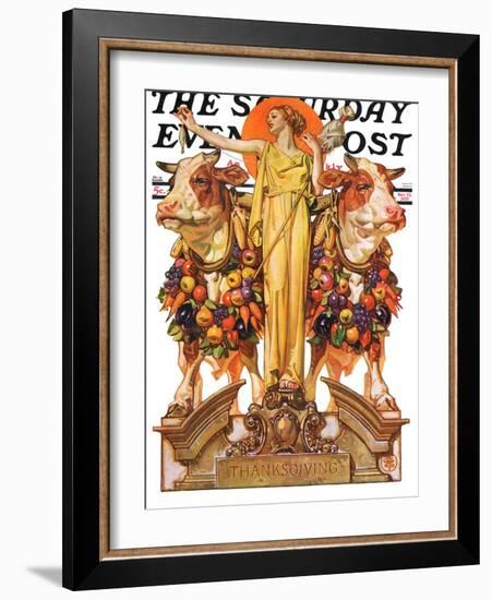 "Ceres and the Harvest," Saturday Evening Post Cover, November 23, 1929-Joseph Christian Leyendecker-Framed Giclee Print