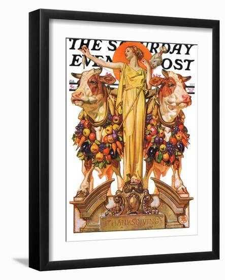 "Ceres and the Harvest," Saturday Evening Post Cover, November 23, 1929-Joseph Christian Leyendecker-Framed Giclee Print