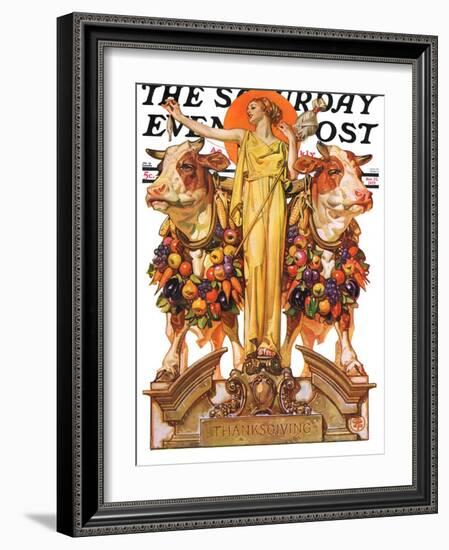 "Ceres and the Harvest," Saturday Evening Post Cover, November 23, 1929-Joseph Christian Leyendecker-Framed Giclee Print