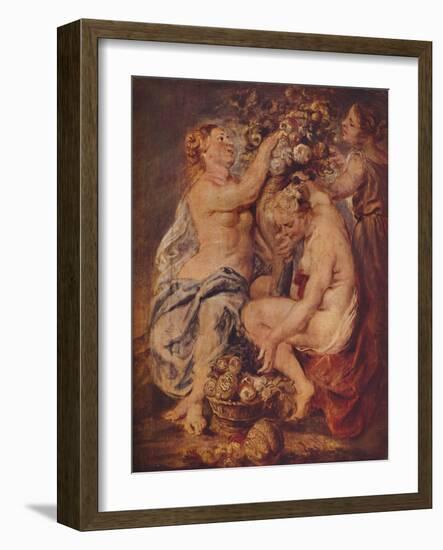 'Ceres and Two Nymphs with a Cornucopia', c1617-Peter Paul Rubens-Framed Giclee Print