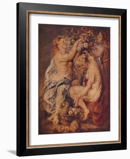 'Ceres and Two Nymphs with a Cornucopia', c1617-Peter Paul Rubens-Framed Giclee Print