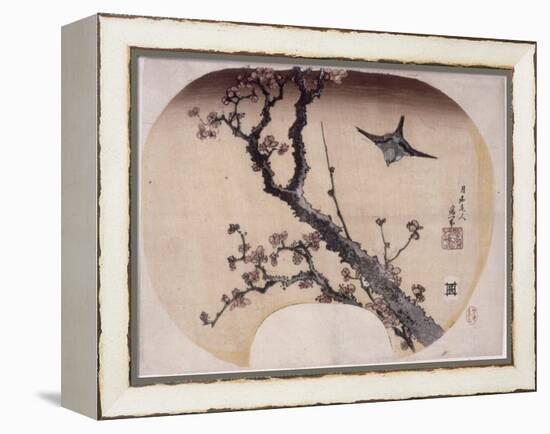 Cerisier en fleurs et fauvette-Katsushika Hokusai-Framed Premier Image Canvas