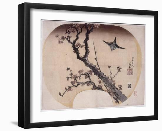 Cerisier en fleurs et fauvette-Katsushika Hokusai-Framed Giclee Print