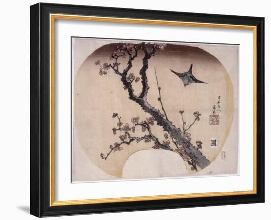 Cerisier en fleurs et fauvette-Katsushika Hokusai-Framed Giclee Print