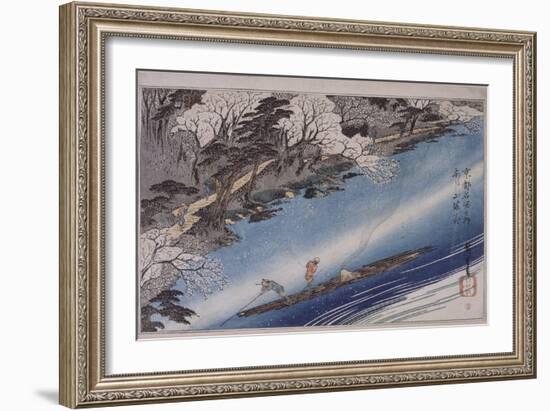 Cerisiers en fleurs à Arashiyama-Ando Hiroshige-Framed Giclee Print