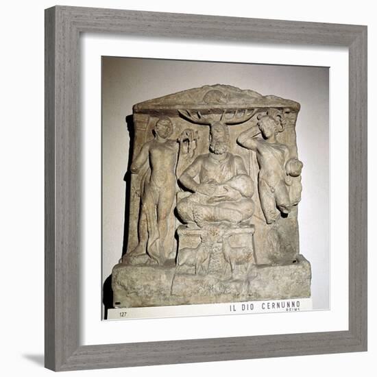 Cernunnos, Celtic horned god, Gallo-Roman relief, Reims, France. Artist: Unknown-Unknown-Framed Giclee Print