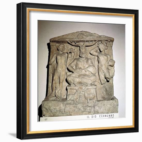 Cernunnos, Celtic horned god, Gallo-Roman relief, Reims, France. Artist: Unknown-Unknown-Framed Giclee Print