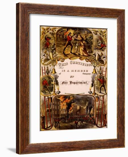 Certificate of Membership, Fire Department, 1877-Currier & Ives-Framed Art Print