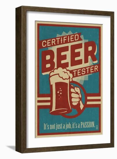 Certified Beer Tester-Lantern Press-Framed Art Print