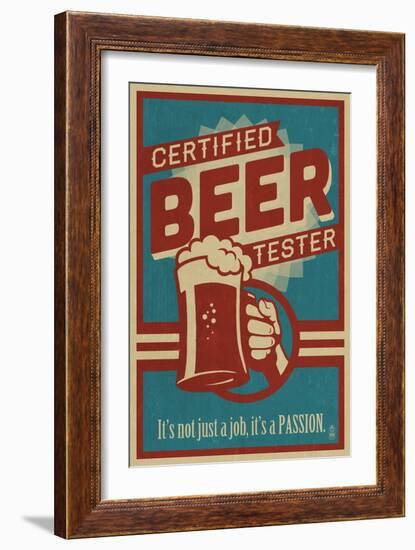 Certified Beer Tester-Lantern Press-Framed Art Print