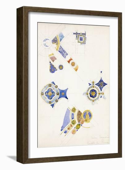 Certosa Di Pavia, Studies of the Ceiling Decoration, 1891-Charles Rennie Mackintosh-Framed Giclee Print