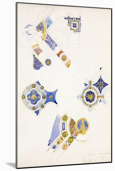 Certosa Di Pavia, Studies of the Ceiling Decoration, 1891-Charles Rennie Mackintosh-Mounted Giclee Print