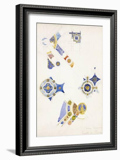 Certosa Di Pavia, Studies of the Ceiling Decoration, 1891-Charles Rennie Mackintosh-Framed Giclee Print