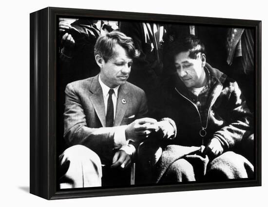 Cesar Chavez Ends His Hunger Strike with Sen Robert Kennedy-null-Framed Stretched Canvas