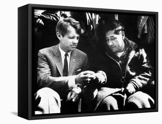 Cesar Chavez Ends His Hunger Strike with Sen Robert Kennedy-null-Framed Stretched Canvas