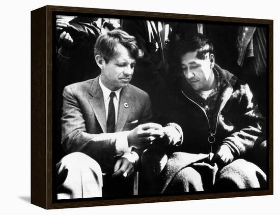 Cesar Chavez Ends His Hunger Strike with Sen Robert Kennedy-null-Framed Stretched Canvas