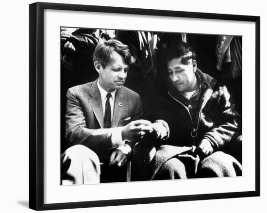 Cesar Chavez Ends His Hunger Strike with Sen Robert Kennedy--Framed Photo